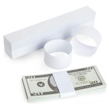 Juvale 300 Pack Money Bands for Cash, Blank Self-Adhesive Currency Straps, Bill Wrappers (White, 7.8x1.2 In)