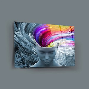 Colorful Thoughts Glass Wall Decor – Frameless Free Floating Tempered Glass Panel – Modern Art for Home or Office – Glass Wall Art (27.5”H x 39.3”W) - 1 of 4