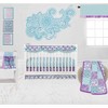 Bacati - Paisley Lilac/Purple/Aqua White You are Loved Embroidered Blanket - 3 of 3