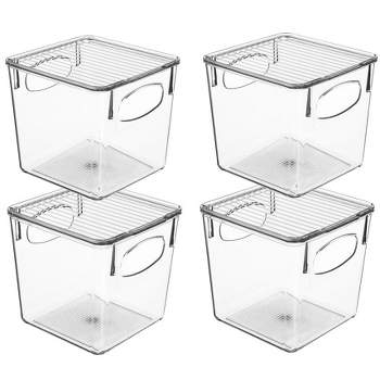 Sorbus Clear Plastic Container Bins W/ Lids (Small 4 Pack)