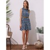 INSPIRE CHIC Women's Floral Sleeveless Half Placket Mini Belted Summer Dress - 2 of 4