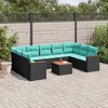 vidaXL 10 Piece Patio Sofa Set with Cushions Black Poly Rattan - 2 of 4