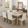 7 PCS Farmhouse Style Dining Set,  Space-saving Design Dining Set with Table and 6 Chairs, Rubber Wood Frame Chair with Cushions-Coolbibila - 2 of 4