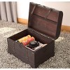Vintiquewise Antique Style Black Wooden Steamer Trunk, Coffee Table - 3 of 4