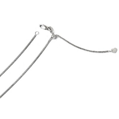 Black Bow Jewelry 1.3mm 14k White Gold Adjustable D/C Wheat Chain Necklace, 22 Inch