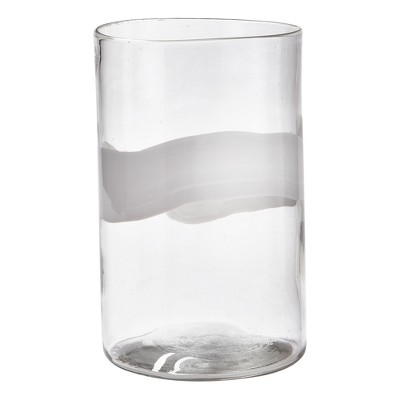 tagltd 12.75" Tiburon Clear Blown Glass with Bubble Finish Hurricane Pillar Candle Holder Small Size