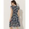 Allegra K Women's Floral Flutter Sleeves V Neck Smocked Ruffle Sundresses - 4 of 4