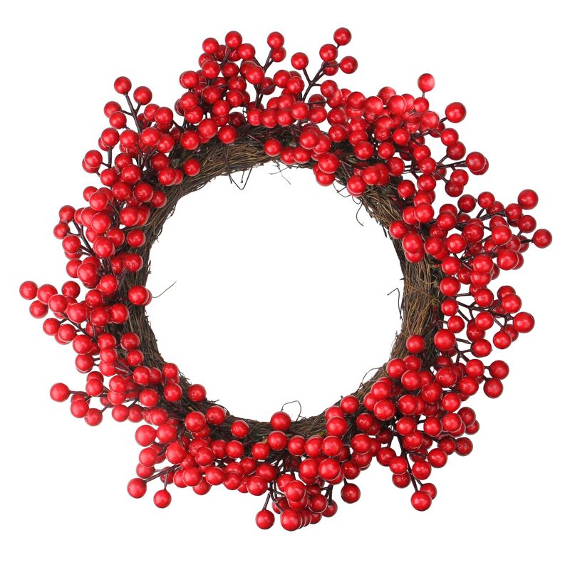 Northlight 16" Unlit Crimson and Merlot Red Berries Artificial Winter Christmas Wreath, 1 of 5
