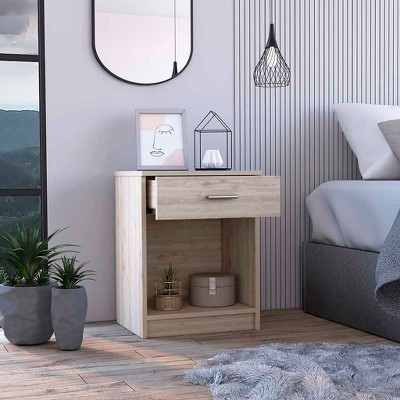 NicBex 1 Drawer Nightstand with White Metal Handle,Bedside Table with Lower Storage Shelf,Modern Side Table for Bedroom