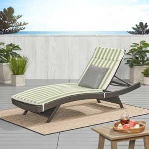 Christopher Knight Home Salem Outdoor Wicker Armless Adjustable Chaise Lounge with Cushion - 1 of 4