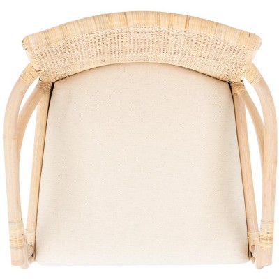 Coastal Chic Natural Whitewash Rattan Armchair with White Cushion