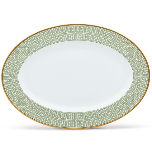 Noritake Infinity Green Gold Gold Large Oval Serving Platter : Target