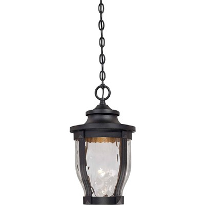 Minka Lavery Vintage Outdoor Hanging Light Fixture Black LED Damp Rated 17 1/2" Clear Hammered Glass for Post Exterior Porch Patio