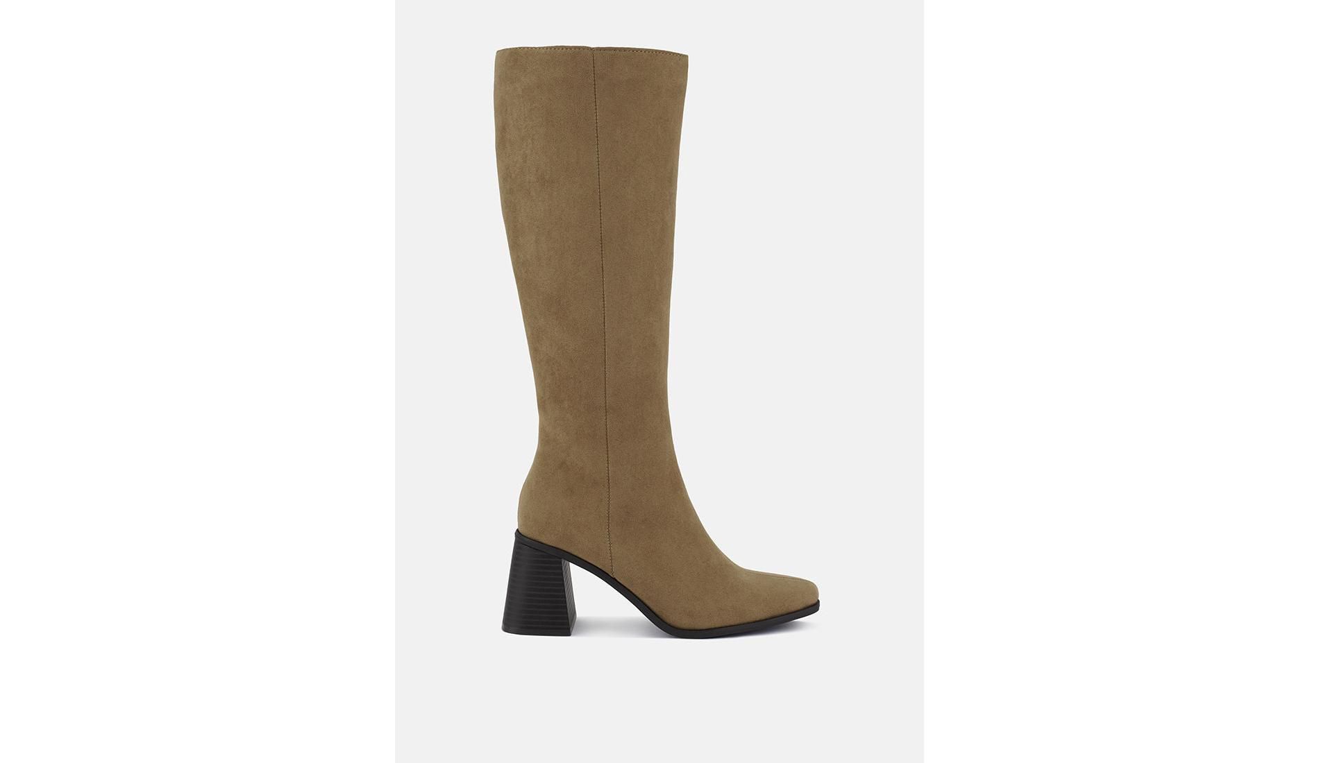 Paytin Faux Leather Block Heel Calf Length Boots