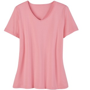 Collections Etc Soft Knit V-Neck Short-Sleeve Basic Cotton and Polyester Tee - 1 of 4