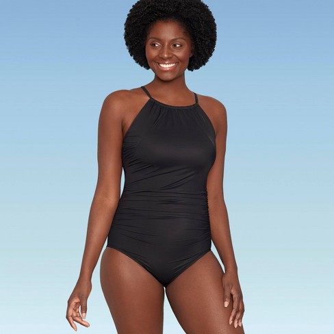 Women S Slimming Control High Neck One Piece Swimsuit Dreamsuit By Miracle Brands Black Target