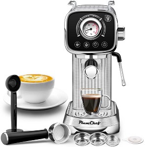 AENKYO Espresso Machine, 20-Bar Compact Coffee Maker for Home, ESE Pod Compatible, Adjustable Temperature Control & Steam Wand - Stainless Steel - 1 of 4
