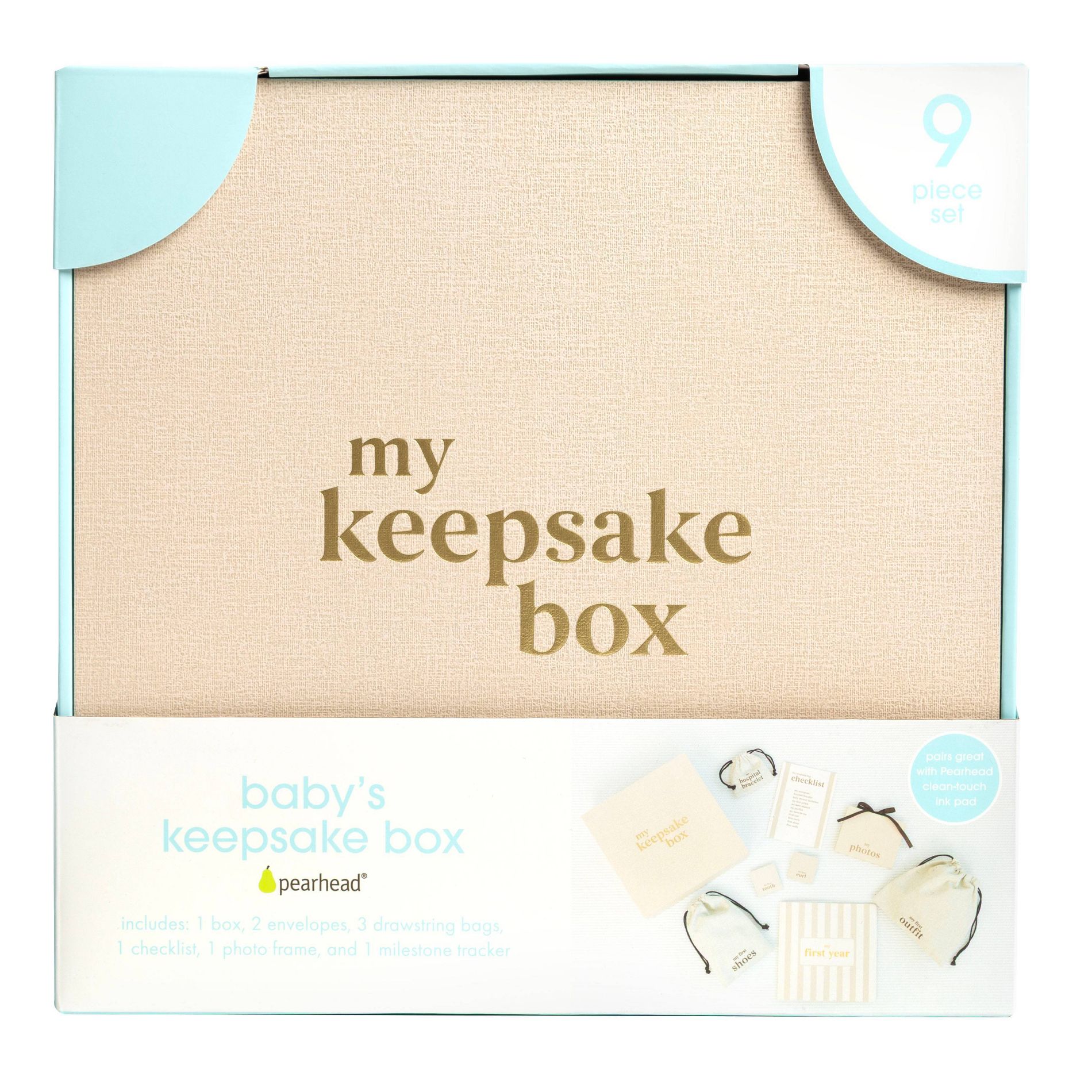Pearhead 10"x10" Baby's My First Keepsake Box - Linen Beige