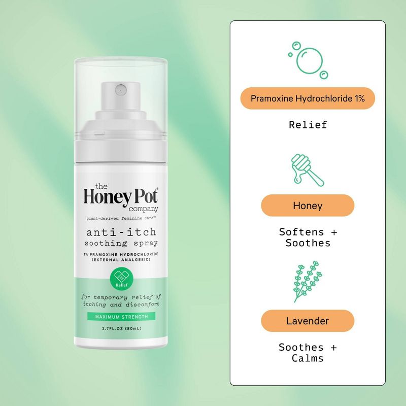 The Honey Pot Company, Feminine Anti-Itch Spray, 1% Pramoxine Hydrochloride -  2.71 fl oz, 5 of 12