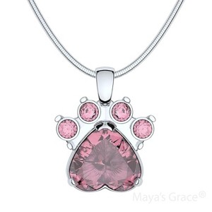 Maya's Grace Birthstone Paw Print Pendant Necklace, Rhinestone Gemstone, Pendant Necklace for Women - 1 of 4