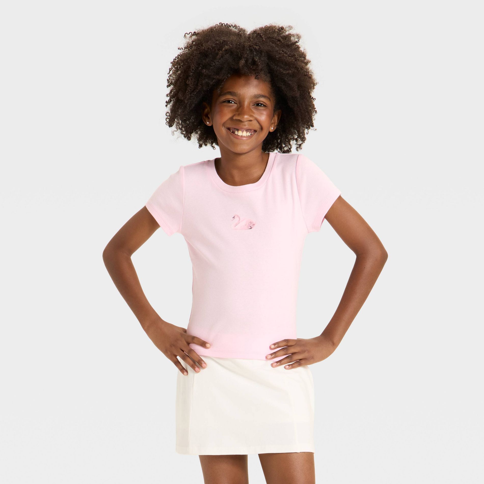 Girls' Short Sleeve Graphic T-Shirt - art class™ Pink L