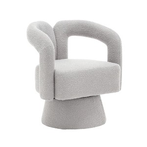 COWLOWN 26.38 in-L Navy Boucle 360 Degree Swivel Cuddle Barrel Accent Chair with Wide Upholstered - 1 of 4