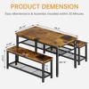 Hooseng 3-Piece Kitchen Table Chairs Set, Dining Table Set for 4, Rectangle Dining Room Table Set with Two Benches, Metal Frame for Small Spaces - 4 of 4