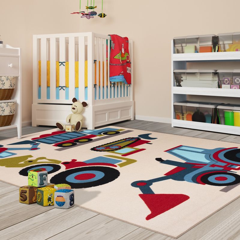 Country Trucking Non-Slip Kids Playroom Decor Washable Indoor Area Rug by Blue Nile Mills, 2 of 8