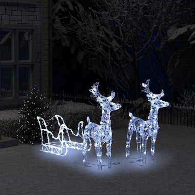 VidaXL Reindeers & Sleigh Christmas Decoration 160 LEDs 51.2 in. Acrylic