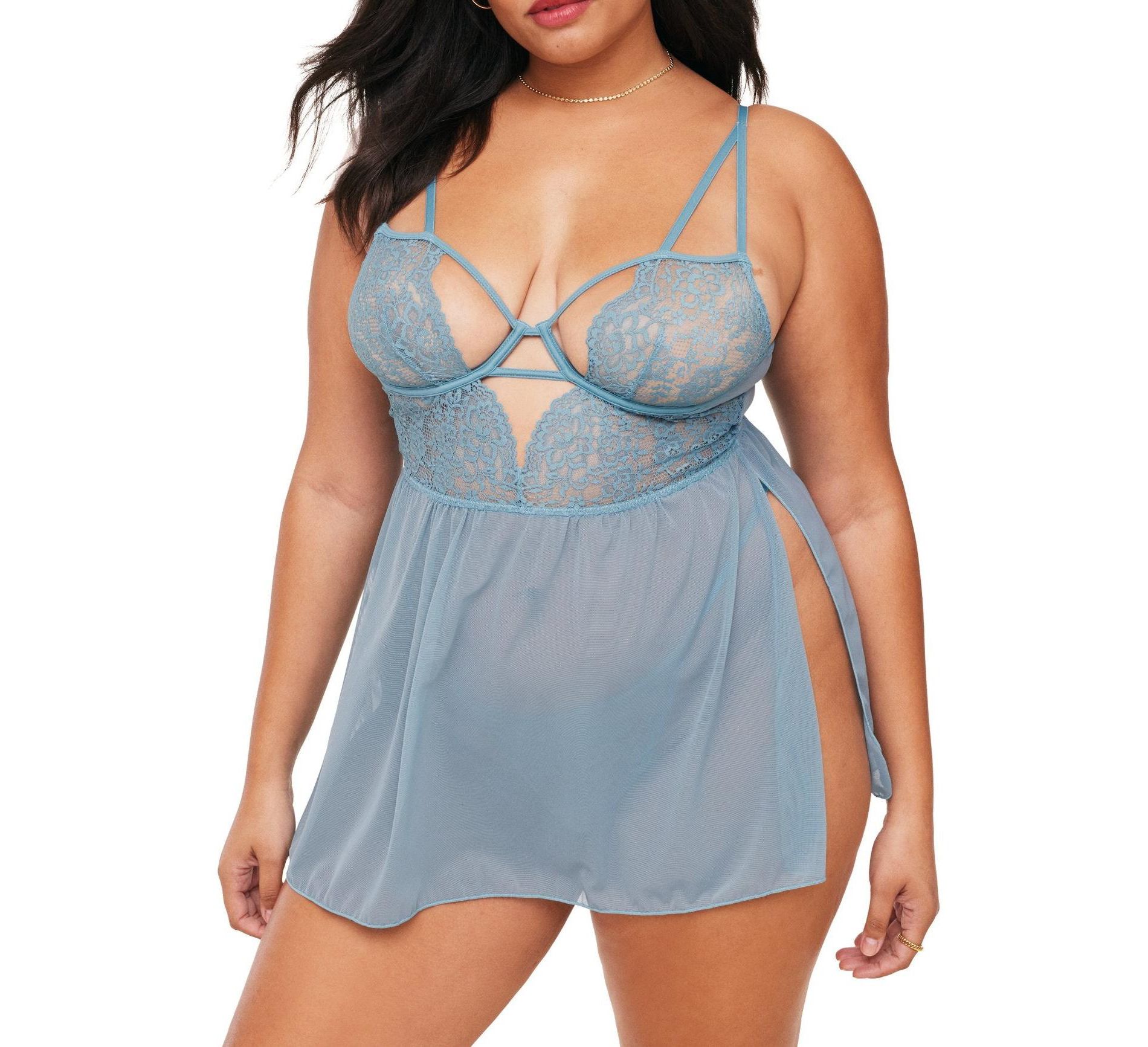 Adore Me Women's Rae Babydoll Lingerie 3X / Delphinium Blue.