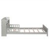 DOMETOUR Twin Pine Wood Bed with  Bookcase Headboard ,LED Motion Sensor Light,  Guardrails,Grey - 2 of 4