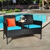 Tangkula Outdoor Patio Rattan Wicker Conversation Set Loveseat Sofa with Coffee Table - 2 of 4