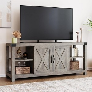 Jojoka 60 Inch TV Stand for TVs up to 65 Inches Eco-Friendly Particle Board with Metal Frame X-Shaped Sides and Adjustable Shelves - 1 of 4