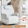 34"W Swivel Rocker Recliner Chair Accent Chair with Lumbar and Neck Support Pillow, USB and Type-C Ports, Blue/Beige/Grey-ModernLuxe - 3 of 4