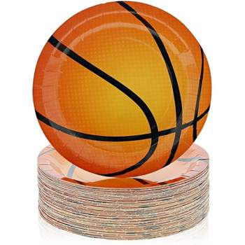 Blue Panda 80-Pack Sports Basketball Disposable Paper Plates Party Supplies, Round 9 In