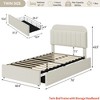 Twin/FULL/Queen/Twin XL Size Kids'Bed Frame with 2 Flexible Drawers, Boucle Upholstered Platform Bed Frame w/ Bookcase Headboard, Bedframe - 2 of 4