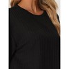 cheibear Women's Tracksuit Short Sleeves Top with Shorts Ribbed Knit Soft Pajama Sets - 4 of 4