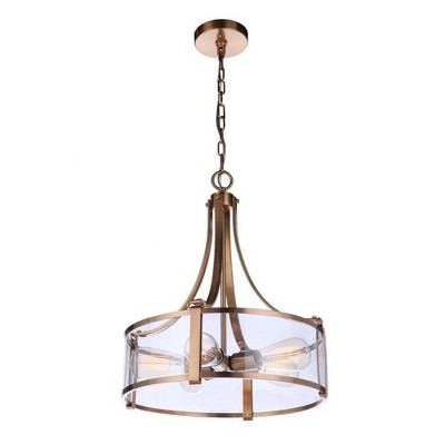 Elliot Satin Brass 5-Light Clear Glass Drum Pendant