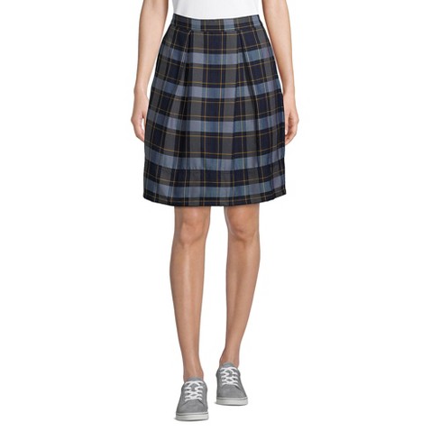 Lands End School Uniform Women s Plaid Pleated Skort Top Of Knee 16 Classic Navy Plaid Target