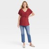 Short Sleeve Plisse Maternity And Beyond Shirt - Isabel Maternity by Ingrid & Isabel™ Maroon - image 3 of 3