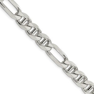 Black Bow Jewelry Mens 8.75mm Sterling Silver Solid Figaro Anchor Chain Necklace - 1 of 4