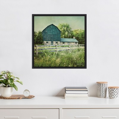 Blissful Country Barn Landscape Framed Canvas Art Print