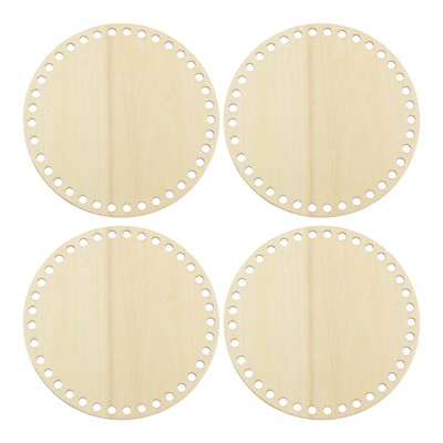 Unique Bargains Round Blank Wood DIY Craft Home Decoration Crochet Basket Bottom 4 Pcs