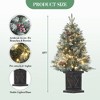 3-4.5ft Christmas Tree, Mini Potted Snow Flocked Tree, Tabletop Artificial Xmas Tree with Light Box, Warm White LED Lights, for Home Party Decor - 2 of 4