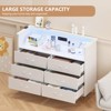 White 6-Drawer Modern Double Dresser with Charging Station & LED Light: Wide Wood Drawers, Black Chest of Drawers & TV Stand for Bedroom & Living Room - 4 of 4