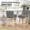 JUJABU 26 Inch Linen Fabric Upholstered Swivel Barstools Set of 2 with Solid Wood Legs, Dark Gray - 4 of 4