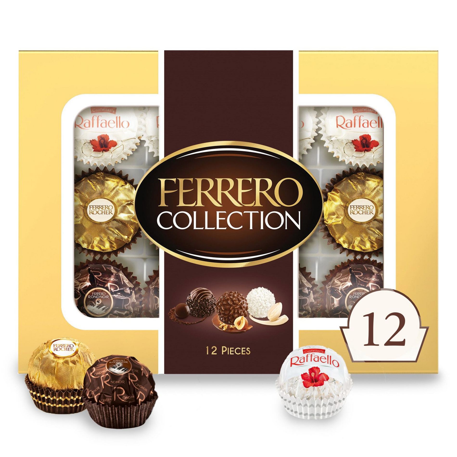 Ferrero Rocher Collection Assorted Chocolates Candy Variety Pack - 4.6oz/12ct