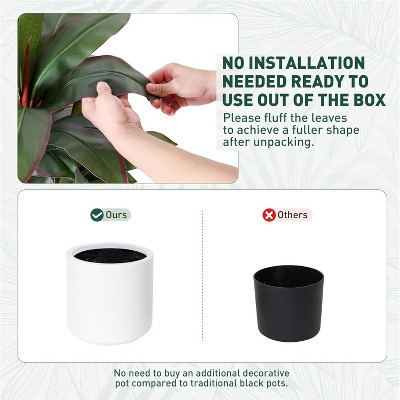 Wikineon Artificial Dracaena Plant Indoor 4 FT, Fake Tree with White Planter, Faux Yucca Silk Floor Plants Indoor, Artificial Trees for Home Office