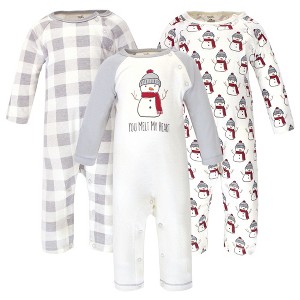 Touched by Nature Baby Organic Cotton Coveralls 3pk, Snowman - 1 of 4