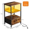 Set of 2 Nightstand with Charging Station and LED Lights - 2 of 4